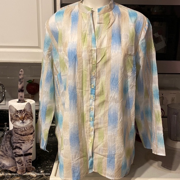 r womens JH Collectibles casual 3/4 sleeve button front plus size blouse 2x - Picture 1 of 3